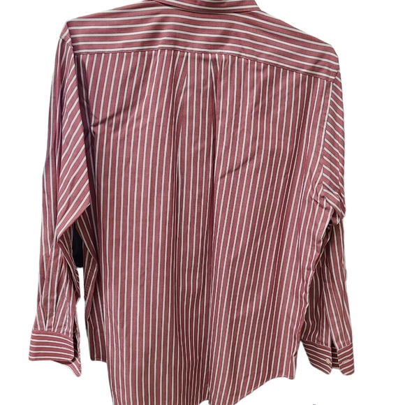 LL Bean Red Striped Button Down Shirt 16 1/2 - Picture 2 of 6